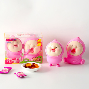ZUO一下两个屁桃的果汁软糖儿童趣味造型水果糖熊猫茶糖休闲零食