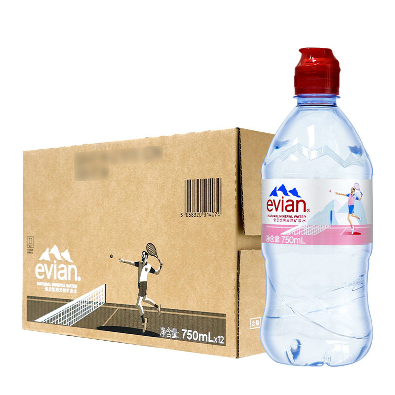 法国进口 依云运动版天然矿泉水 750ml*12瓶 整箱 家庭饮用水