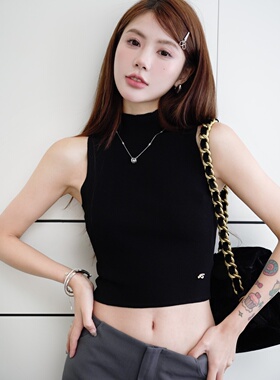 LLDC原厂直销  网红高弹短款背心吊带修身原创设计百搭针织纯欲女