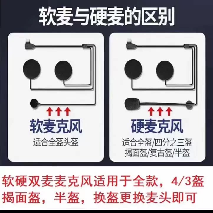 头盔蓝牙耳机专用配件麦线与底座、魔术贴 半盔专用夹子耳机专供