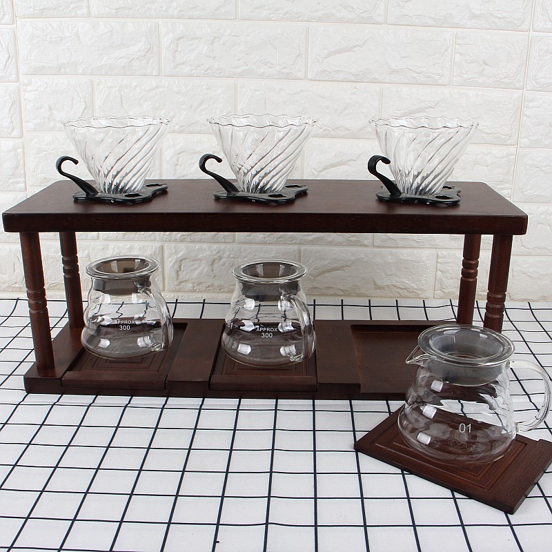 实木手冲咖啡滤杯架木底座咖啡器皿陈列架咖啡店摆件手冲壶木底座