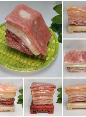 天然肉石腊肉石五花肉石奇石摆件客厅玄关酒柜装饰送礼