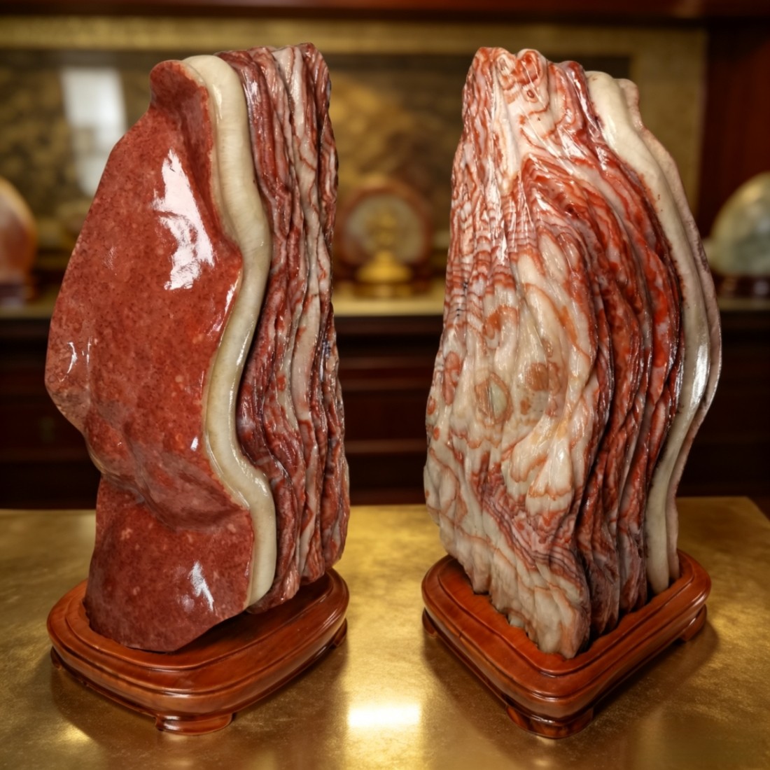 天然猪肉石摆件五花肉石头奇石观赏石开业乔迁礼品家居装饰品镇宅