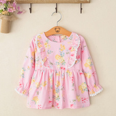 春秋冬款 防水幼儿园吃饭画画反穿衣 纯棉男女宝宝罩衣儿童围裙长袖