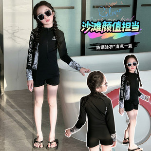 女孩套装 学生运动泳装 裙式 儿童泳衣女童连体中大童青少年2025新款