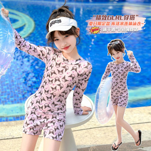 泳装 时尚 裙夏女童游泳衣 2026新款 儿童泳衣女孩小学中大童泳装