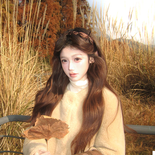 发饰 时尚 细丝带棕色蝴蝶结发箍气质甜美法式 头饰缎面发卡头箍新款