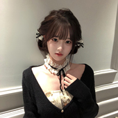 黑色蕾丝蝴蝶结发夹头饰女公主头发卡双马尾侧边夹lolita发饰夹子