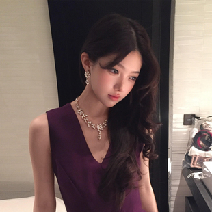 公主水滴锆石项链耳环套装女轻奢小众高级感夸张千金新娘礼服配饰