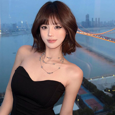 气质长款叠戴满天星珍珠项链女