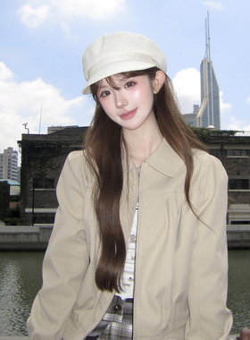 八角贝雷帽子女2026新款夏秋大头围白色百搭显脸小复古报童画家帽