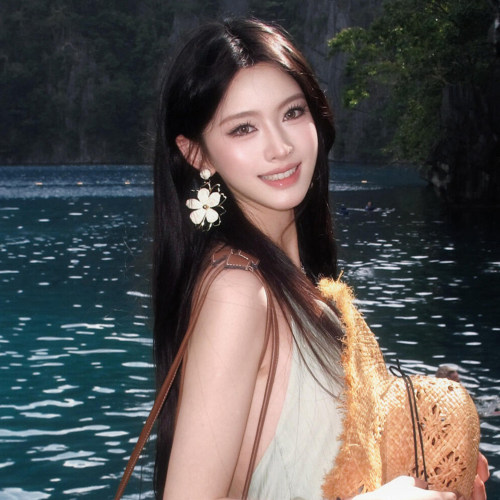 白色编织太阳花朵耳钉夏季拍照氛围感耳环女度假风耳夹无耳洞耳饰