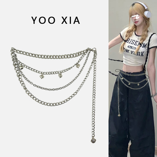 银色细腰链配饰女复古辣妹腰带配牛仔裤 饰连衣裙子 y2k链条皮带装