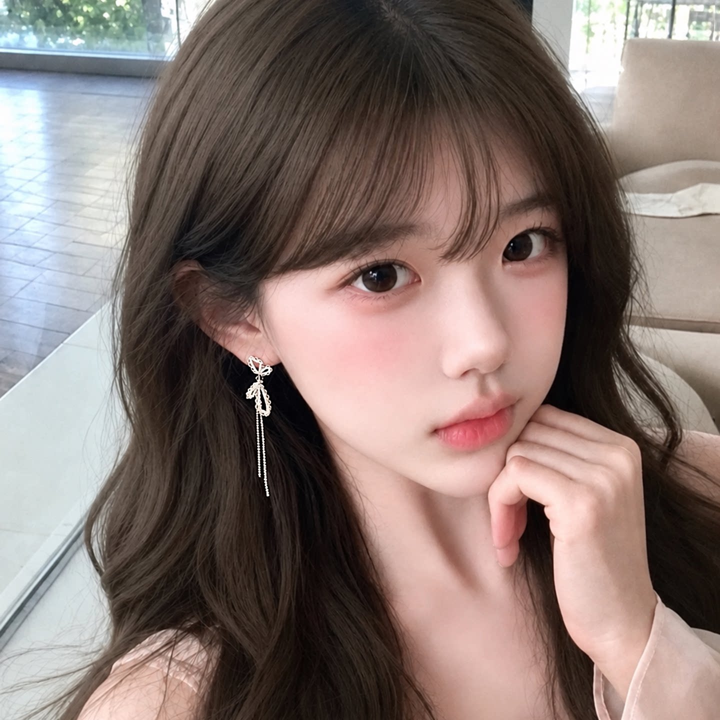 精致法式蝴蝶结耳环女轻奢高级感气质耳钉小众设计长款流苏耳饰