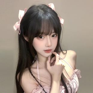 2个装 韩系粉色蝴蝶结发夹可爱双马尾对夹侧边夹头饰发卡夹子发饰