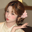 新中式 粉色发夹花朵侧边夹订婚头饰古风发卡国风旗袍发饰配饰夹子