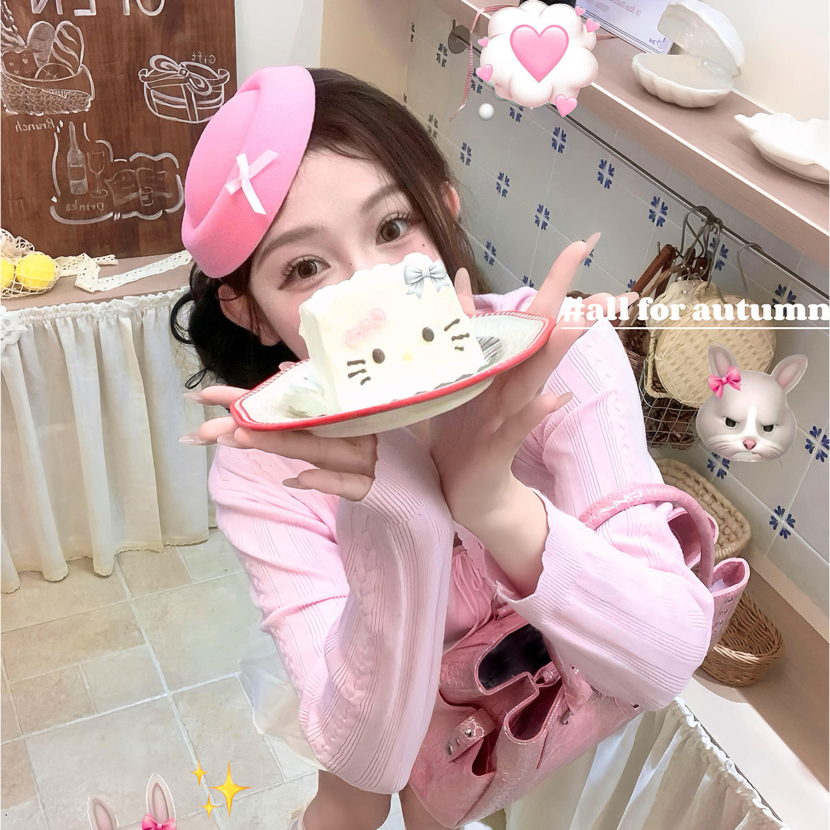 韩系粉色蝴蝶结小礼帽发饰复古甜美名媛贝雷帽jk2025新款高端帽子