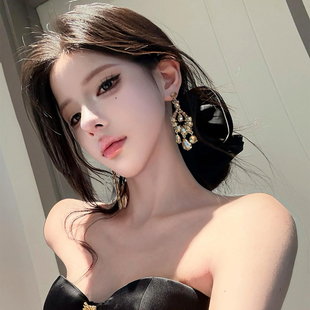 古早富家千金锆石流苏耳环女周幼琳夸张长款耳坠轻奢气质耳钉耳饰