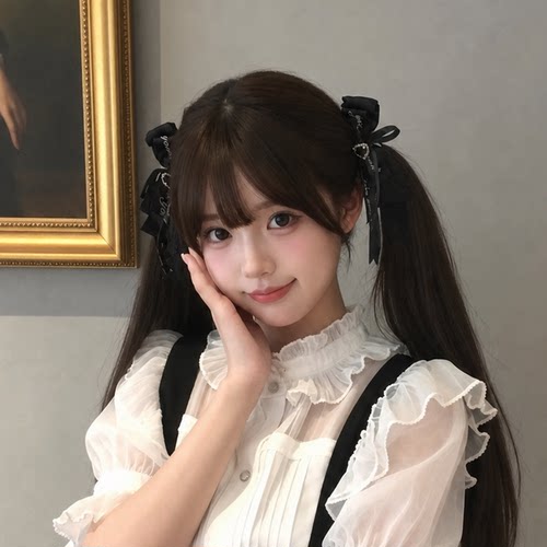 蕾系Lolita爱心黑色蝴蝶结发夹
