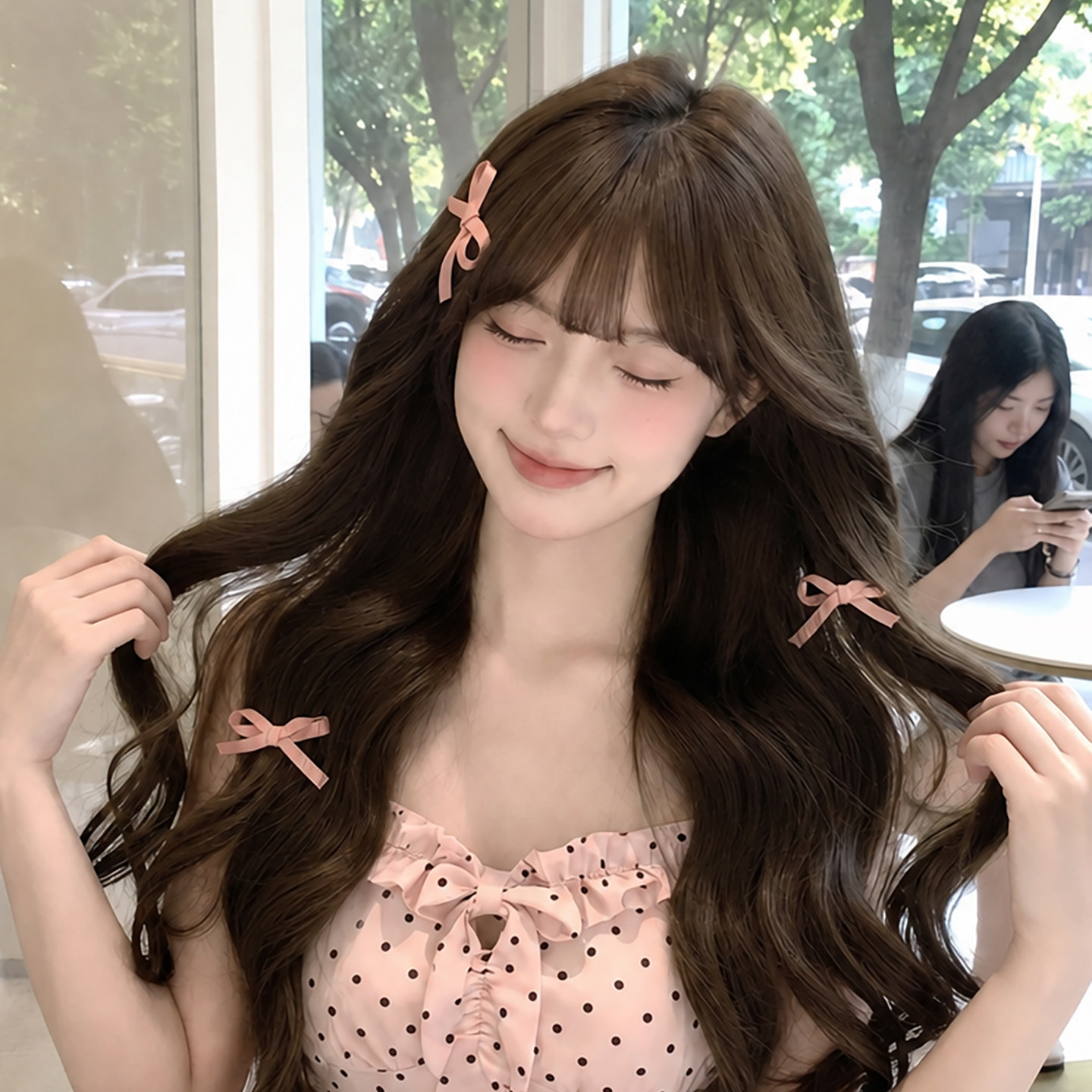 粉色芭蕾少女蝴蝶结发夹卡子发饰图片
