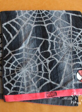 日单蜘蛛侠spider纯棉毛巾黑色面巾柔软洗脸巾
