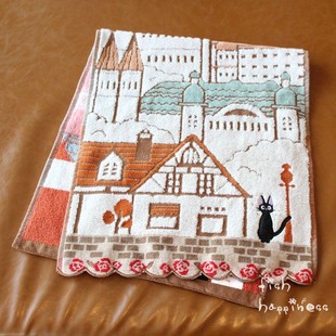 厚柔软 出口日本黑猫海军风城堡纯棉浴巾无捻纱裹巾洗澡 包邮