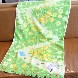 日单龙 猫小路纯棉浴巾无捻纱刺绣裹巾洗澡巾柔软