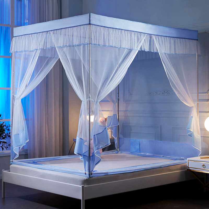 防尘顶布蚊帐夏家用三开门2021新款高级卧室大床方便拆洗无底1.