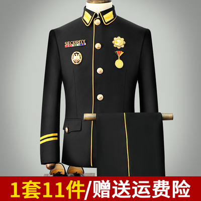 春秋仿毛面料工作服套装保安服