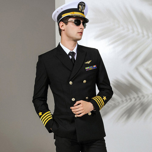 海员套装修身船长保安服