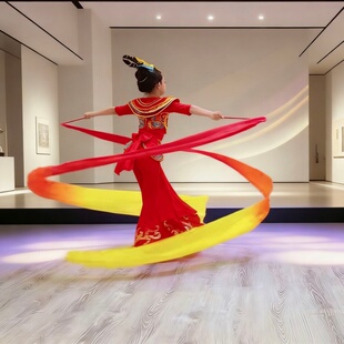广场舞蹈彩带健身彩稠带棒跳舞彩带成人彩绸绸带儿童秧歌飘带道具