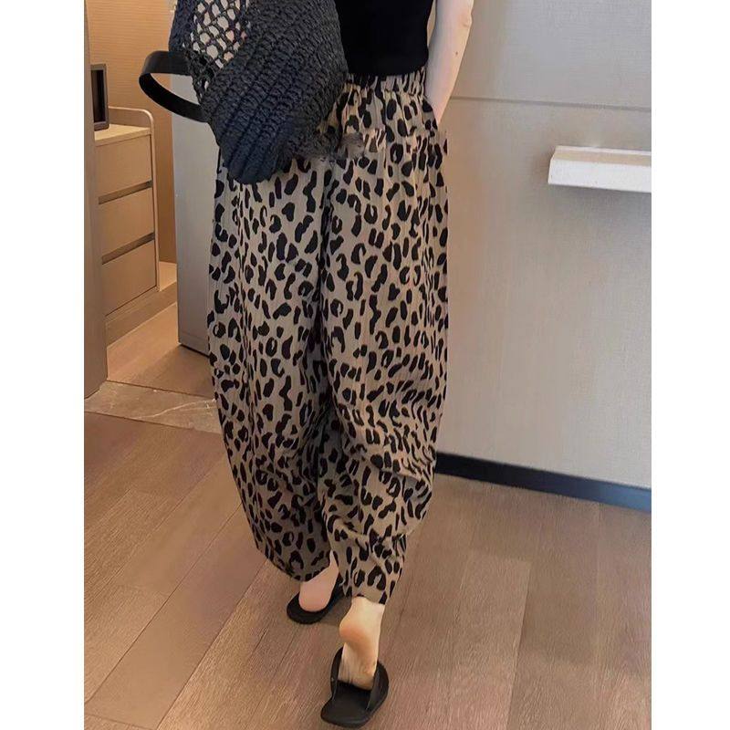 大码胖mm豹纹休闲裤哈伦九分裤女春夏新款宽松高腰显瘦运动灯笼裤,女装/女士精品,休闲裤,淘宝优惠券,粉丝福利购,淘宝优惠卷
