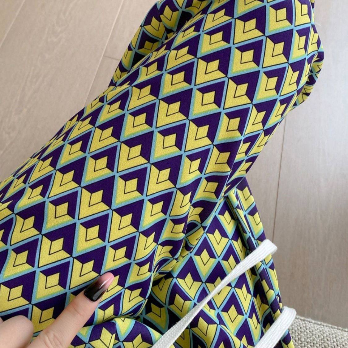 欧货复古印花休闲裤子女春夏新款百搭松紧腰宽松显瘦直筒九分裤女,女装/女士精品,休闲裤,淘宝优惠券,粉丝福利购,淘宝优惠卷