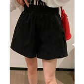 阔腿裤 黑色休闲三分短裤 子 大码 高腰宽松显瘦百搭运动裤 女夏季 薄款