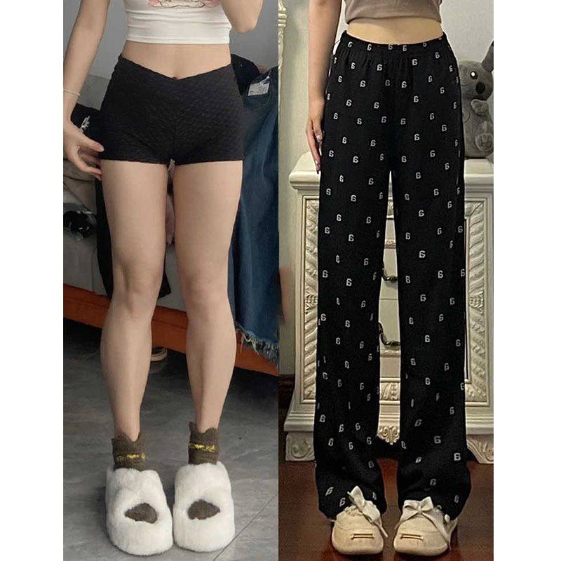 春夏新款黑色a字印花裤女直筒高腰大码胖mm宽松显瘦休闲阔腿裤子,女装/女士精品,休闲裤,淘宝优惠券,粉丝福利购,淘宝优惠卷