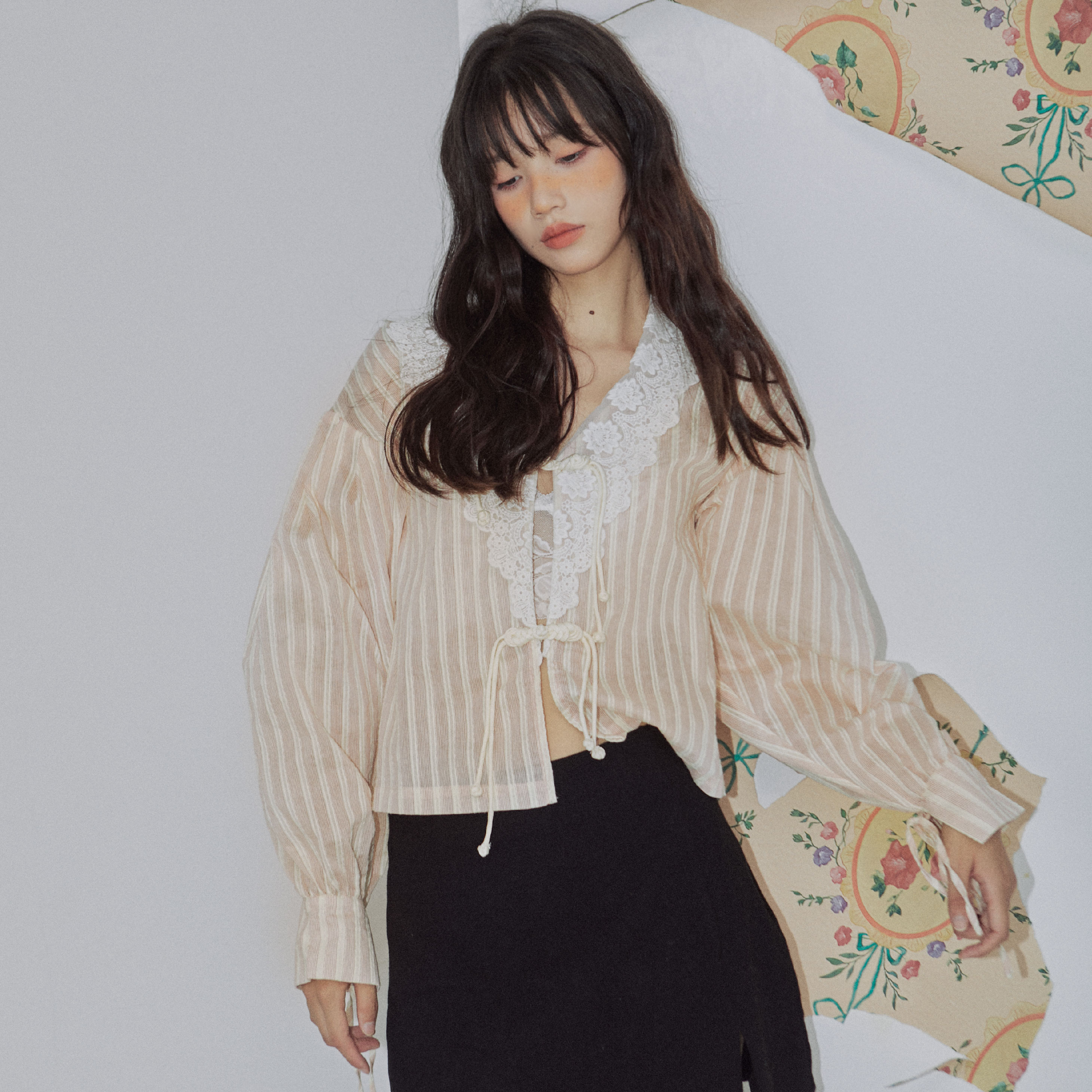 YannM可爱设计感开衫灯笼袖