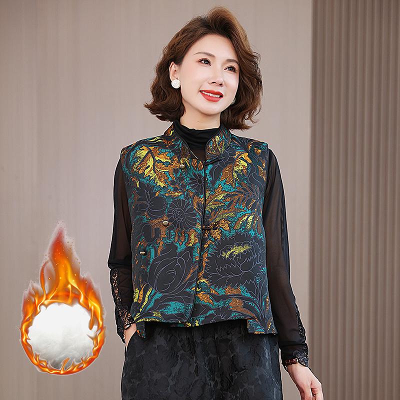 新中式国风提花马甲女款夹棉