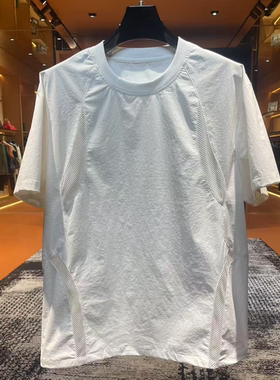 「F6635」夏季休闲透气圆领短袖T恤潮牌INS拼接宽松极简风上衣