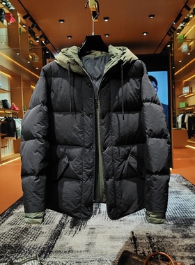 「Y6580」“假俩件连帽羽绒服“休闲潮流冬季保暖加厚男款羽绒服