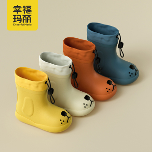 女孩防水束口轻便男童女童大童雨靴防滑宝宝水鞋 男款 儿童小狗雨鞋