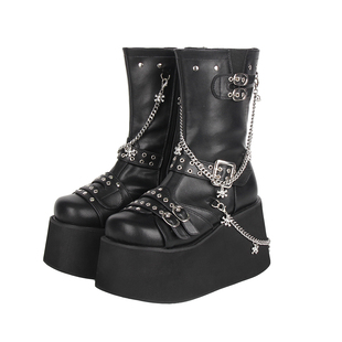 经典 厚底 Lolita 底大 松糕系带朋克靴M111 punk靴圆头 2024新品