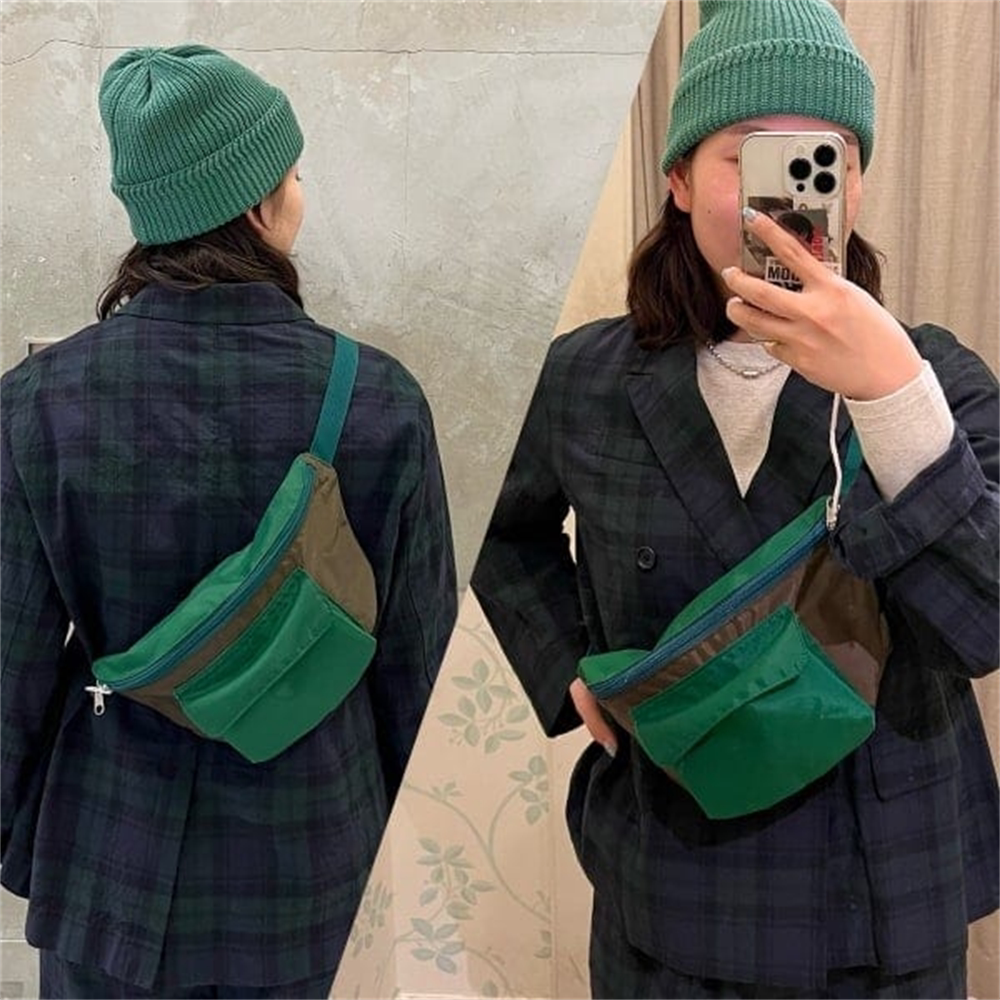 BEAMS BOY日本原厂真品复古潮牌森女小众尼龙布撞色男女通用腰包
