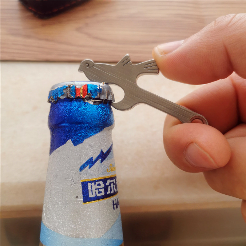 喜鹊款不锈钢啤酒开瓶器黄铜加厚酒起子汽车钥匙扣挂件定做钛合金