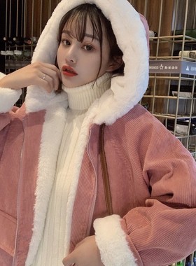 灯芯绒外套女2026新款冬季ulzzang古着仙女棉服加绒加厚潮