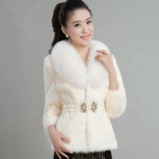 冬季 韩版 新款 女装 仿狐狸毛毛领 新品 仿獭兔毛仿皮草外套女短款 修身