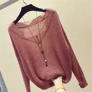 2026春秋装新款长袖宽松针织衫女薄款慵懒风毛衣镂空上衣Chic罩衫