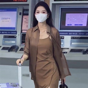 吊带连衣裙子御姐轻熟风法式冷淡系高级感气质防晒衬衫套装女夏季