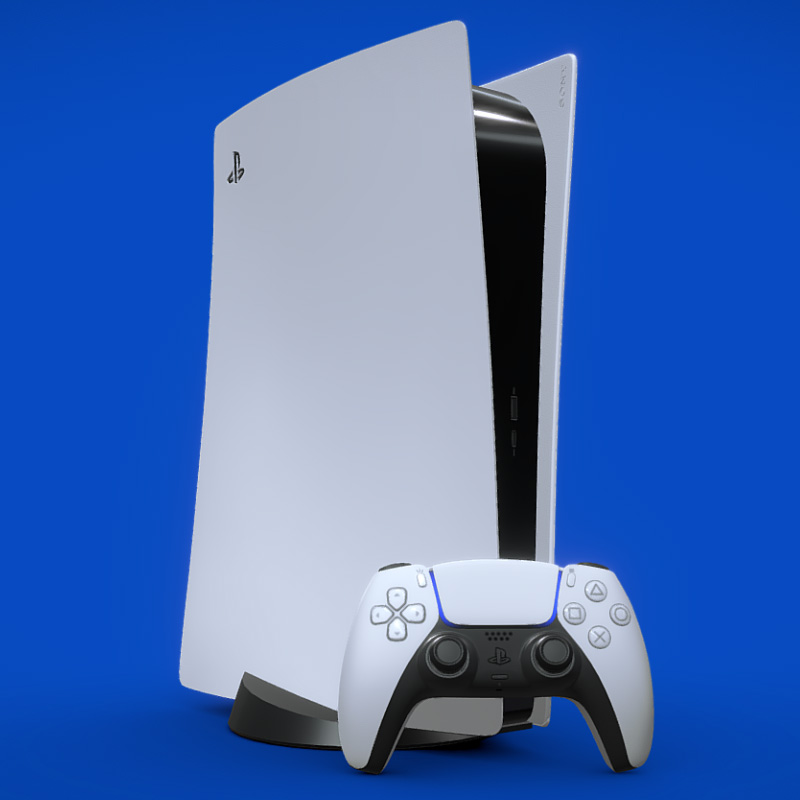 索尼PlayStation5游戏主机SONY手柄PS5模型建模3D渲染素材白模C4D