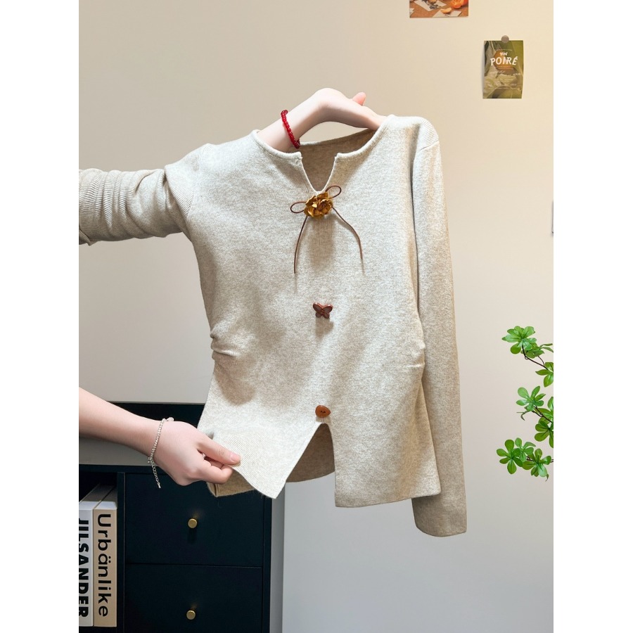 【赠运费险】立体花朵掐腰针织衫