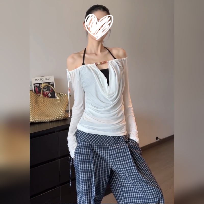 【赠运费险】串珠荡领露肩上衣